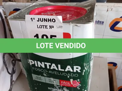 LOTE 105 - 01 LATA DE TINTA IQUINE PINTALAR FOSCO-AVELUDADO INTERIORES NA COR BRANCO GELO 18L. (NO ESTADO, LEILÃO NÃO TEM GARANTIA E NEM DEVOLUÇÃO, SUJEITO A POSSÍVEIS AVARIAS VISÍVEIS/OCULTAS E/OU AUSÊNCIA DE COMPONENTES).