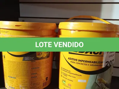 LOTE 207 - 02 BALDES DE ADITIVO IMPERMEABILIZANTE PARA CONCRETO E ARGAMASSAS VEDACIT 18L. (NO ESTADO, LEILÃO NÃO TEM GARANTIA E NEM DEVOLUÇÃO, SUJEITO A POSSÍVEIS AVARIAS VISÍVEIS/OCULTAS E/OU AUSÊNCIA DE COMPONENTES).