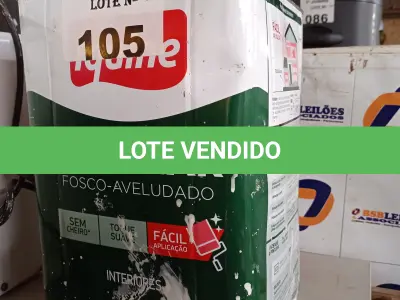 LOTE 105 - 01 LATA DE TINTA IQUINE PINTALAR FOSCO-AVELUDADO INTERIORES NA COR BRANCO GELO 18L. (NO ESTADO, LEILÃO NÃO TEM GARANTIA E NEM DEVOLUÇÃO, SUJEITO A POSSÍVEIS AVARIAS VISÍVEIS/OCULTAS E/OU AUSÊNCIA DE COMPONENTES).