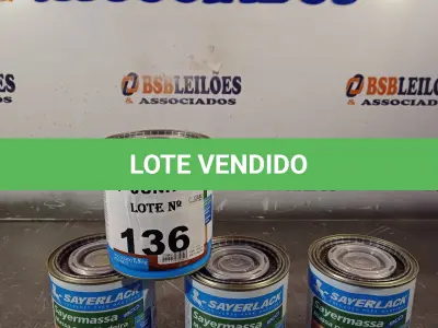 LOTE 136 - 04 LATAS DE MASSA PARA MADEIRA SAYERLACK NAS CORES CEREJEIRA/JATOBÁ. (NO ESTADO, LEILÃO NÃO TEM GARANTIA E NEM DEVOLUÇÃO, SUJEITO A POSSÍVEIS AVARIAS VISÍVEIS/OCULTAS E/OU AUSÊNCIA DE COMPONENTES).