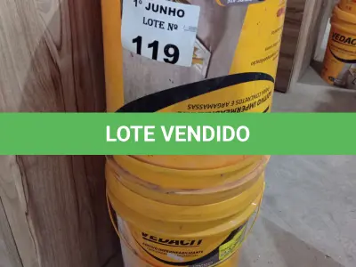 LOTE 119 - 02 BALDES DE ADITIVO IMPERMEABILIZANTE PARA CONCRETOS E ARGAMASSAS VEDACIT COM AVARIAS. (NO ESTADO, LEILÃO NÃO TEM GARANTIA E NEM DEVOLUÇÃO, SUJEITO A POSSÍVEIS AVARIAS VISÍVEIS/OCULTAS E/OU AUSÊNCIA DE COMPONENTES).