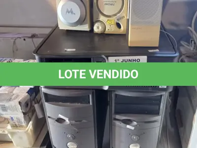 LOTE 190 - 03 CPU E 04 CAIXINHAS DE SOM PARA PC MARCAS E MODELOS DIVERSOS. (NO ESTADO, LEILÃO NÃO TEM GARANTIA E NEM DEVOLUÇÃO, SUJEITO A POSSÍVEIS AVARIAS VISÍVEIS/OCULTAS E/OU AUSÊNCIA DE COMPONENTES).