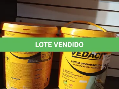 LOTE 207 - 02 BALDES DE ADITIVO IMPERMEABILIZANTE PARA CONCRETO E ARGAMASSAS VEDACIT 18L. (NO ESTADO, LEILÃO NÃO TEM GARANTIA E NEM DEVOLUÇÃO, SUJEITO A POSSÍVEIS AVARIAS VISÍVEIS/OCULTAS E/OU AUSÊNCIA DE COMPONENTES).