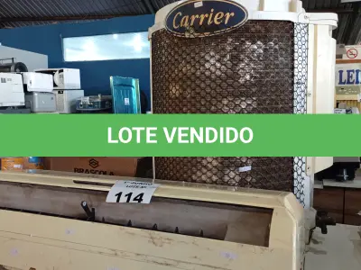 LOTE 114 - 01 CONDENSADORA MARCA CARRIER 30.000BTU E 01 EVAPORADORA MARCA CARRIER 12.000BTU. (NO ESTADO, LEILÃO NÃO TEM GARANTIA E NEM DEVOLUÇÃO, SUJEITO A POSSÍVEIS AVARIAS VISÍVEIS/OCULTAS E/OU AUSÊNCIA DE COMPONENTES).