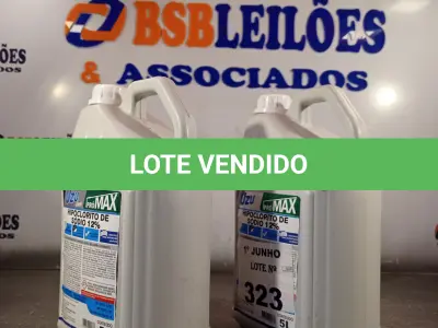 LOTE 323 - 10 LITROS DE HIPOCLORITO DE SÓDIO 12%. (NO ESTADO, LEILÃO NÃO TEM GARANTIA E NEM DEVOLUÇÃO, SUJEITO A POSSÍVEIS AVARIAS VISÍVEIS/OCULTAS E/OU AUSÊNCIA DE COMPONENTES).