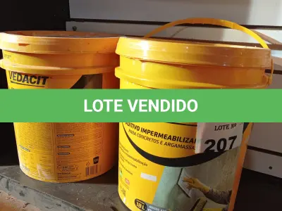 LOTE 207 - 02 BALDES DE ADITIVO IMPERMEABILIZANTE PARA CONCRETO E ARGAMASSAS VEDACIT 18L. (NO ESTADO, LEILÃO NÃO TEM GARANTIA E NEM DEVOLUÇÃO, SUJEITO A POSSÍVEIS AVARIAS VISÍVEIS/OCULTAS E/OU AUSÊNCIA DE COMPONENTES).