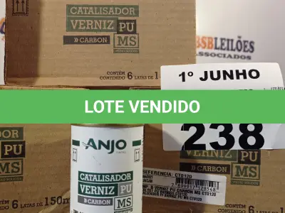 LOTE 238 - 01 LOTE COM VÁRIAS LATAS DE CATALISADOR VERNIZ “PU” MS 150ML. (NO ESTADO, LEILÃO NÃO TEM GARANTIA E NEM DEVOLUÇÃO, SUJEITO A POSSÍVEIS AVARIAS VISÍVEIS/OCULTAS E/OU AUSÊNCIA DE COMPONENTES).