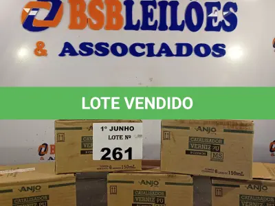LOTE 261 - 01 LOTE COM VÁRIAS LATAS DE CATALISADOR VERNIZ “PU” MS 150ML. (NO ESTADO, LEILÃO NÃO TEM GARANTIA E NEM DEVOLUÇÃO, SUJEITO A POSSÍVEIS AVARIAS VISÍVEIS/OCULTAS E/OU AUSÊNCIA DE COMPONENTES).