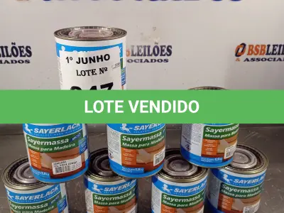 LOTE 247 - 08 LATAS DE MASSA PARA MADEIRA SAYERLACK 1,5KG CORES DIVERSAS. (NO ESTADO, LEILÃO NÃO TEM GARANTIA E NEM DEVOLUÇÃO, SUJEITO A POSSÍVEIS AVARIAS VISÍVEIS/OCULTAS E/OU AUSÊNCIA DE COMPONENTES).