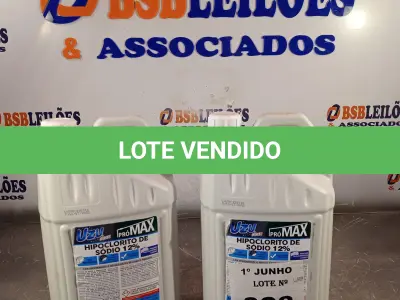 LOTE 323 - 10 LITROS DE HIPOCLORITO DE SÓDIO 12%. (NO ESTADO, LEILÃO NÃO TEM GARANTIA E NEM DEVOLUÇÃO, SUJEITO A POSSÍVEIS AVARIAS VISÍVEIS/OCULTAS E/OU AUSÊNCIA DE COMPONENTES).
