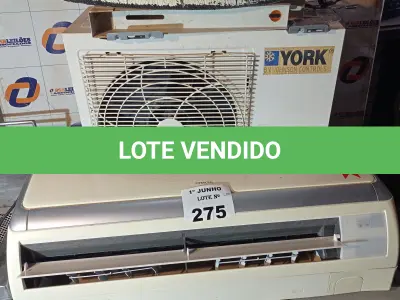 LOTE 275 - 01 EVAPORADORA MARCA HITACHI 12.000BTU E 01 CONDENSADORA MARCA YORK 9.000 BTU. (NO ESTADO, LEILÃO NÃO TEM GARANTIA E NEM DEVOLUÇÃO, SUJEITO A POSSÍVEIS AVARIAS VISÍVEIS/OCULTAS E/OU AUSÊNCIA DE COMPONENTES).