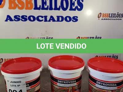 LOTE 094 - 04 BALDES DE DRYKOVEDA, ADITIVO IMPERMEABILIZANTE PARA CONCRETO E ARGAMASSAS 3,6L. (NO ESTADO, LEILÃO NÃO TEM GARANTIA E NEM DEVOLUÇÃO, SUJEITO A POSSÍVEIS AVARIAS VISÍVEIS/OCULTAS E/OU AUSÊNCIA DE COMPONENTES).
