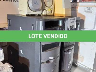 LOTE 190 - 03 CPU E 04 CAIXINHAS DE SOM PARA PC MARCAS E MODELOS DIVERSOS. (NO ESTADO, LEILÃO NÃO TEM GARANTIA E NEM DEVOLUÇÃO, SUJEITO A POSSÍVEIS AVARIAS VISÍVEIS/OCULTAS E/OU AUSÊNCIA DE COMPONENTES).