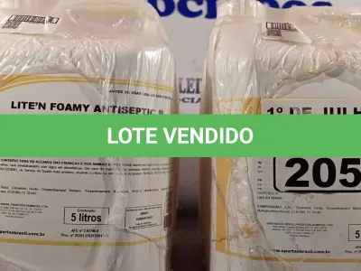 LOTE 205 - 20 LITROS DE SABONETE DE ESPUMA ANTISSÉPTICO. (NO ESTADO, LEILÃO NÃO TEM GARANTIA E NEM DEVOLUÇÃO, SUJEITO A POSSÍVEIS AVARIAS VISÍVEIS/OCULTAS E/OU AUSÊNCIA DE COMPONENTES).