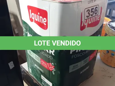 LOTE 356 - 01 LATA DE TINTA IQUINE PINTALAR FOSCO AVELUDADO INTERIORES NA COR BRANCO GELO 18L. (NO ESTADO, LEILÃO NÃO TEM GARANTIA E NEM DEVOLUÇÃO, SUJEITO A POSSÍVEIS AVARIAS VISÍVEIS/OCULTAS E/OU AUSÊNCIA DE COMPONENTES).
