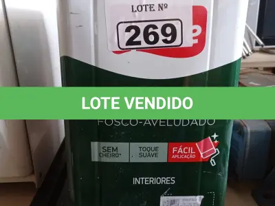 LOTE 269 - 01 LATA DE TINTA IQUINE PINTALAR FOSCO AVELUDADO INTERIORES NA COR BRANCO GELO 18L. (NO ESTADO, LEILÃO NÃO TEM GARANTIA E NEM DEVOLUÇÃO, SUJEITO A POSSÍVEIS AVARIAS VISÍVEIS/OCULTAS E/OU AUSÊNCIA DE COMPONENTES).