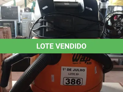 LOTE 386 - 01 ASPIRADOR DE PÓ HIDRO WAP ÁGUA E PÓ 220V. (NO ESTADO, LEILÃO NÃO TEM GARANTIA E NEM DEVOLUÇÃO, SUJEITO A POSSÍVEIS AVARIAS VISÍVEIS/OCULTAS E/OU AUSÊNCIA DE COMPONENTES).