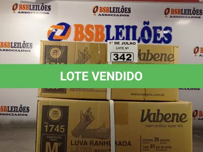LOTE 342 - 02 CAIXAS DE LUVAS RANHURADA DE LÁTEX TAMANHOS “M” COM 36 PACOTES CADA. (NO ESTADO, LEILÃO NÃO TEM GARANTIA E NEM DEVOLUÇÃO, SUJEITO A POSSÍVEIS AVARIAS VISÍVEIS/OCULTAS E/OU AUSÊNCIA DE COMPONENTES).