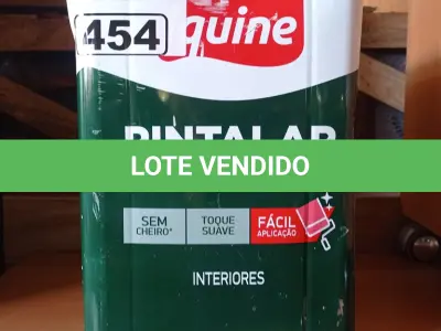LOTE 454 - 01 LATA DE TINTA IQUINE PINTALAR FOSCO AVELUDADO INTERIORES NA COR BRANCO GELO 18L. (NO ESTADO, LEILÃO NÃO TEM GARANTIA E NEM DEVOLUÇÃO, SUJEITO A POSSÍVEIS AVARIAS VISÍVEIS/OCULTAS E/OU AUSÊNCIA DE COMPONENTES).