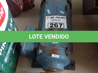 LOTE 267 - 01 MOTOR PARA SERRARIA. (NO ESTADO, LEILÃO NÃO TEM GARANTIA E NEM DEVOLUÇÃO, SUJEITO A POSSÍVEIS AVARIAS VISÍVEIS/OCULTAS E/OU AUSÊNCIA DE COMPONENTES).