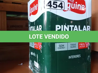 LOTE 454 - 01 LATA DE TINTA IQUINE PINTALAR FOSCO AVELUDADO INTERIORES NA COR BRANCO GELO 18L. (NO ESTADO, LEILÃO NÃO TEM GARANTIA E NEM DEVOLUÇÃO, SUJEITO A POSSÍVEIS AVARIAS VISÍVEIS/OCULTAS E/OU AUSÊNCIA DE COMPONENTES).