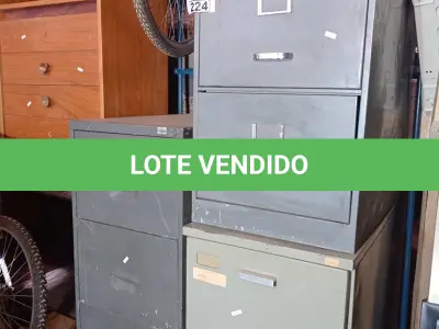 LOTE 224 - 03 ARMÁRIOS DE AÇO COM 02 GAVETAS CADA. (NO ESTADO, LEILÃO NÃO TEM GARANTIA E NEM DEVOLUÇÃO, SUJEITO A POSSÍVEIS AVARIAS VISÍVEIS/OCULTAS E/OU AUSÊNCIA DE COMPONENTES).
