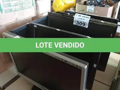 LOTE 309 - 05 MONITORES MARCAS E MODELOS DIVERSOS PARA RETIRADA DE PEÇAS. (NO ESTADO, LEILÃO NÃO TEM GARANTIA E NEM DEVOLUÇÃO, SUJEITO A POSSÍVEIS AVARIAS VISÍVEIS/OCULTAS E/OU AUSÊNCIA DE COMPONENTES).