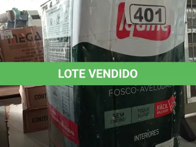 LOTE 401 - 01 LATA DE TINTA IQUINE PINTALAR FOSCO AVELUDADO INTERIORES NA COR BRANCO GELO 18L. (NO ESTADO, LEILÃO NÃO TEM GARANTIA E NEM DEVOLUÇÃO, SUJEITO A POSSÍVEIS AVARIAS VISÍVEIS/OCULTAS E/OU AUSÊNCIA DE COMPONENTES).