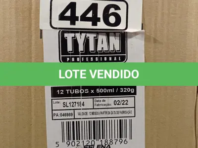 LOTE 446 - 12 LATAS DE ESPUMA DE PU MULTIUSO TYTAN. (NO ESTADO, LEILÃO NÃO TEM GARANTIA E NEM DEVOLUÇÃO, SUJEITO A POSSÍVEIS AVARIAS VISÍVEIS/OCULTAS E/OU AUSÊNCIA DE COMPONENTES).