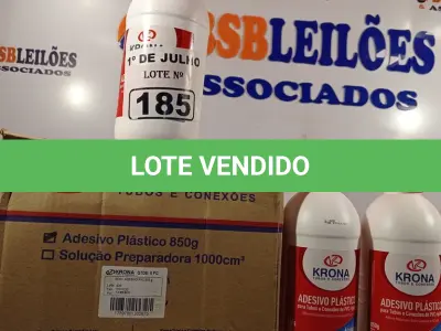 LOTE 185 - 12 FRASCOS DE ADESIVO PLÁSTICO PARA TUBOS E CONEXÕES DE PVC RÍGIDO LINHA ÁGUA FRIA. (NO ESTADO, LEILÃO NÃO TEM GARANTIA E NEM DEVOLUÇÃO, SUJEITO A POSSÍVEIS AVARIAS VISÍVEIS/OCULTAS E/OU AUSÊNCIA DE COMPONENTES).