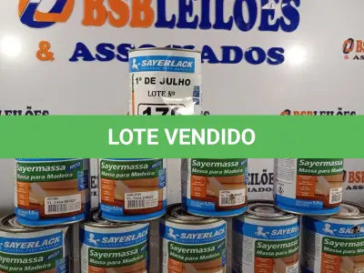 LOTE 170 - 10 LATAS DE MASSA PARA MADEIRA SAYERLACK CORES DIVERSAS 1,5KG. (NO ESTADO, LEILÃO NÃO TEM GARANTIA E NEM DEVOLUÇÃO, SUJEITO A POSSÍVEIS AVARIAS VISÍVEIS/OCULTAS E/OU AUSÊNCIA DE COMPONENTES).