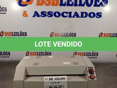 LOTE 206 - 01 PLASTIFICADORA DE DOCUMENTOS. (NO ESTADO, LEILÃO NÃO TEM GARANTIA E NEM DEVOLUÇÃO, SUJEITO A POSSÍVEIS AVARIAS VISÍVEIS/OCULTAS E/OU AUSÊNCIA DE COMPONENTES).