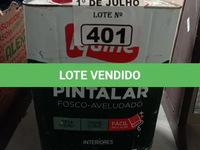 LOTE 401 - 01 LATA DE TINTA IQUINE PINTALAR FOSCO AVELUDADO INTERIORES NA COR BRANCO GELO 18L. (NO ESTADO, LEILÃO NÃO TEM GARANTIA E NEM DEVOLUÇÃO, SUJEITO A POSSÍVEIS AVARIAS VISÍVEIS/OCULTAS E/OU AUSÊNCIA DE COMPONENTES).