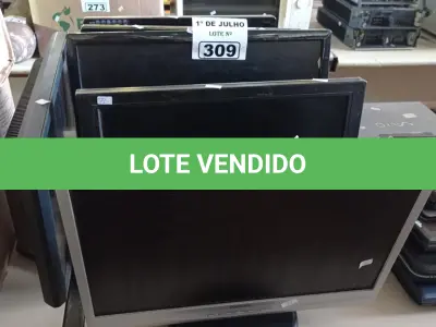 LOTE 309 - 05 MONITORES MARCAS E MODELOS DIVERSOS PARA RETIRADA DE PEÇAS. (NO ESTADO, LEILÃO NÃO TEM GARANTIA E NEM DEVOLUÇÃO, SUJEITO A POSSÍVEIS AVARIAS VISÍVEIS/OCULTAS E/OU AUSÊNCIA DE COMPONENTES).
