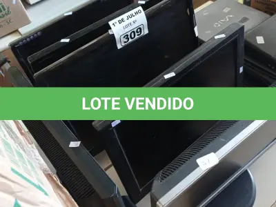 LOTE 309 - 05 MONITORES MARCAS E MODELOS DIVERSOS PARA RETIRADA DE PEÇAS. (NO ESTADO, LEILÃO NÃO TEM GARANTIA E NEM DEVOLUÇÃO, SUJEITO A POSSÍVEIS AVARIAS VISÍVEIS/OCULTAS E/OU AUSÊNCIA DE COMPONENTES).