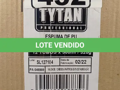 LOTE 452 - 12 LATAS DE ESPUMA DE PU MULTIUSO TYTAN. (NO ESTADO, LEILÃO NÃO TEM GARANTIA E NEM DEVOLUÇÃO, SUJEITO A POSSÍVEIS AVARIAS VISÍVEIS/OCULTAS E/OU AUSÊNCIA DE COMPONENTES).