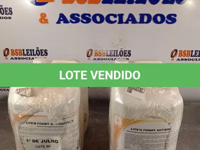 LOTE 142 - 10 LITROS DE ESPUMA HIGIENIZADORA PARA ANTISSEPSIA INSTANTÂNEA DAS MÃOS E 10 LITROS DE SABONETE DE ESPUMA ANTISSÉPTICO. (NO ESTADO, LEILÃO NÃO TEM GARANTIA E NEM DEVOLUÇÃO, SUJEITO A POSSÍVEIS AVARIAS VISÍVEIS/OCULTAS E/OU AUSÊNCIA DE COMPONENTES).
