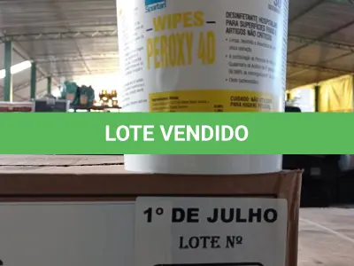 LOTE 407 - 12 POTES DE WIPES PEROXY 4D, DESINFETANTE HOSPITALAR PARA SUPERFÍCIES FIXAS E ARTIGOS NÃO CRÍTICOS. (NO ESTADO, LEILÃO NÃO TEM GARANTIA E NEM DEVOLUÇÃO, SUJEITO A POSSÍVEIS AVARIAS VISÍVEIS/OCULTAS E/OU AUSÊNCIA DE COMPONENTES).