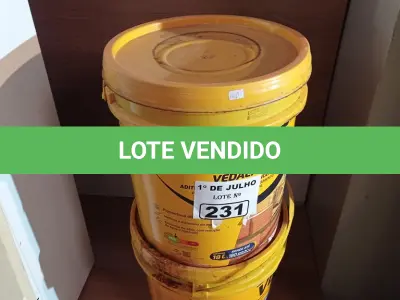 LOTE 231 - 02 BALDES DE VEDALIT, ADITIVO PLASTIFICANTE CONCENTRADO PARA ARGAMASSA DE ASSENTAMENTO E REBOCO CONVENCIONAL. (NO ESTADO, LEILÃO NÃO TEM GARANTIA E NEM DEVOLUÇÃO, SUJEITO A POSSÍVEIS AVARIAS VISÍVEIS/OCULTAS E/OU AUSÊNCIA DE COMPONENTES).