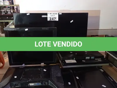 LOTE 247 - 07 MONITORES MARCAS E MODELOS DIVERSOS PARA RETIRADA DE PEÇAS. (NO ESTADO, LEILÃO NÃO TEM GARANTIA E NEM DEVOLUÇÃO, SUJEITO A POSSÍVEIS AVARIAS VISÍVEIS/OCULTAS E/OU AUSÊNCIA DE COMPONENTES).