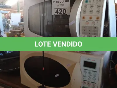 LOTE 420 - 03 MICRO-ONDAS, 01 CAFETEIRA E 01 VENTILADOR MARCAS E MODELOS DIVERSOS PARA RETIRADA DE PEÇAS. (NO ESTADO, LEILÃO NÃO TEM GARANTIA E NEM DEVOLUÇÃO, SUJEITO A POSSÍVEIS AVARIAS VISÍVEIS/OCULTAS E/OU AUSÊNCIA DE COMPONENTES).