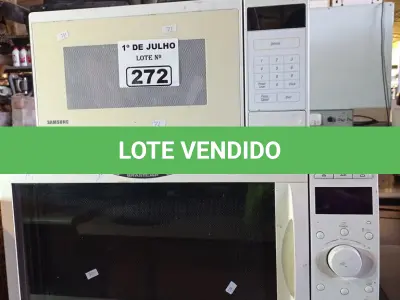 LOTE 272 - 02 MICRO-ONDAS MARCAS E MODELOS DIVERSOS. (NO ESTADO, LEILÃO NÃO TEM GARANTIA E NEM DEVOLUÇÃO, SUJEITO A POSSÍVEIS AVARIAS VISÍVEIS/OCULTAS E/OU AUSÊNCIA DE COMPONENTES).