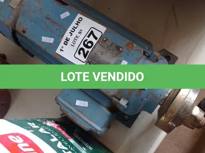 LOTE 267 - 01 MOTOR PARA SERRARIA. (NO ESTADO, LEILÃO NÃO TEM GARANTIA E NEM DEVOLUÇÃO, SUJEITO A POSSÍVEIS AVARIAS VISÍVEIS/OCULTAS E/OU AUSÊNCIA DE COMPONENTES).