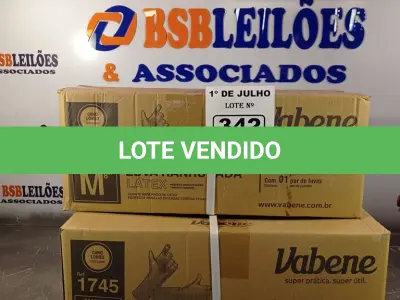 LOTE 342 - 02 CAIXAS DE LUVAS RANHURADA DE LÁTEX TAMANHOS “M” COM 36 PACOTES CADA. (NO ESTADO, LEILÃO NÃO TEM GARANTIA E NEM DEVOLUÇÃO, SUJEITO A POSSÍVEIS AVARIAS VISÍVEIS/OCULTAS E/OU AUSÊNCIA DE COMPONENTES).