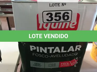 LOTE 356 - 01 LATA DE TINTA IQUINE PINTALAR FOSCO AVELUDADO INTERIORES NA COR BRANCO GELO 18L. (NO ESTADO, LEILÃO NÃO TEM GARANTIA E NEM DEVOLUÇÃO, SUJEITO A POSSÍVEIS AVARIAS VISÍVEIS/OCULTAS E/OU AUSÊNCIA DE COMPONENTES).