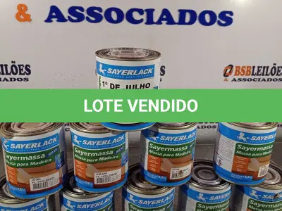 LOTE 170 - 10 LATAS DE MASSA PARA MADEIRA SAYERLACK CORES DIVERSAS 1,5KG. (NO ESTADO, LEILÃO NÃO TEM GARANTIA E NEM DEVOLUÇÃO, SUJEITO A POSSÍVEIS AVARIAS VISÍVEIS/OCULTAS E/OU AUSÊNCIA DE COMPONENTES).