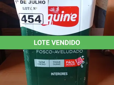 LOTE 454 - 01 LATA DE TINTA IQUINE PINTALAR FOSCO AVELUDADO INTERIORES NA COR BRANCO GELO 18L. (NO ESTADO, LEILÃO NÃO TEM GARANTIA E NEM DEVOLUÇÃO, SUJEITO A POSSÍVEIS AVARIAS VISÍVEIS/OCULTAS E/OU AUSÊNCIA DE COMPONENTES).