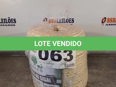 LOTE 063 - 01 - 140 METROS CORDA SISAL 10MM (NO ESTADO, NÃO SABEMOS SE FUNCIONA. LEILÃO NÃO TEM GARANTIA E NEM DEVOLUÇÃO, SUJEITO A POSSÍVEIS AVARIAS VISÍVEIS/OCULTAS E/OU AUSÊNCIA DE COMPONENTES)