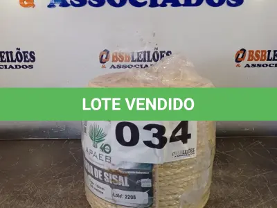 LOTE 034 - 01 - 140 METROS CORDA SISAL 10MM (NO ESTADO, NÃO SABEMOS SE FUNCIONA. LEILÃO NÃO TEM GARANTIA E NEM DEVOLUÇÃO, SUJEITO A POSSÍVEIS AVARIAS VISÍVEIS/OCULTAS E/OU AUSÊNCIA DE COMPONENTES)