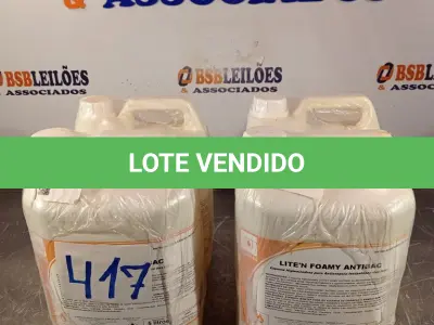 LOTE 417 - 20 LITROS DE ESPUMA HIGIENIZADORA PARA ANTISSEPSIA INSTANTÂNEA DAS MÃOS. (NO ESTADO, LEILÃO NÃO TEM GARANTIA E NEM DEVOLUÇÃO, SUJEITO A POSSÍVEIS AVARIAS VISÍVEIS/OCULTAS E/OU AUSÊNCIA DE COMPONENTES).